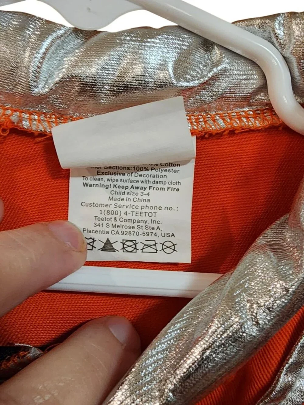 Teetot Astronaut Costume Child Size Small 4 Halloween Orange Jumpsuit